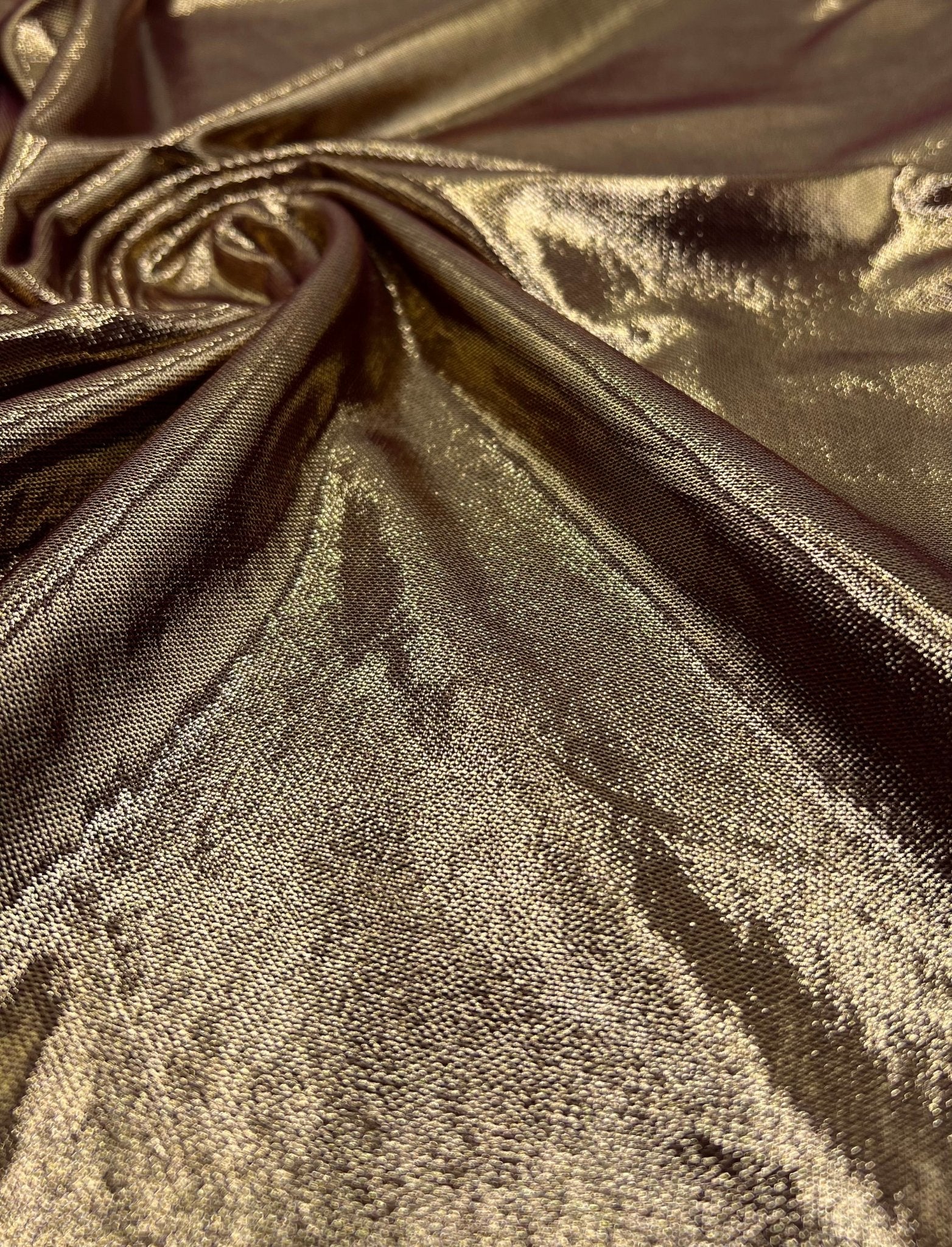 Burgundy Gold Shiny Foil Mesh Fabric Stretch - T9 Fabrics